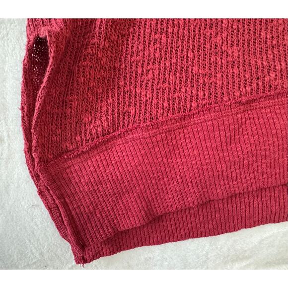 Free People Red Cowl Neck Pullover Cranberry Turtleneck Sweater Top M NWOT - Picture 4 of 8